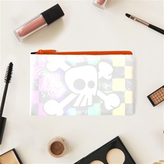 Checker Rainbow Skull Cosmetic Bag (XS) from ArtsNow.com Front