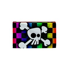Checker Rainbow Skull Cosmetic Bag (XS) from ArtsNow.com Front