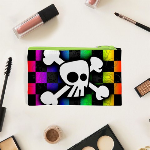 Checker Rainbow Skull Cosmetic Bag (XS) from ArtsNow.com Back