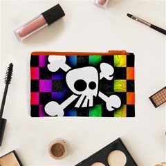 Checker Rainbow Skull Cosmetic Bag (XS) from ArtsNow.com Back