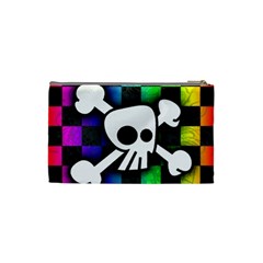 Checker Rainbow Skull Cosmetic Bag (XS) from ArtsNow.com Back