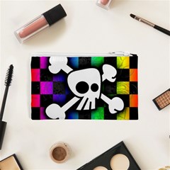 Checker Rainbow Skull Cosmetic Bag (XS) from ArtsNow.com Back