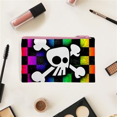 Checker Rainbow Skull Cosmetic Bag (XS) from ArtsNow.com Back