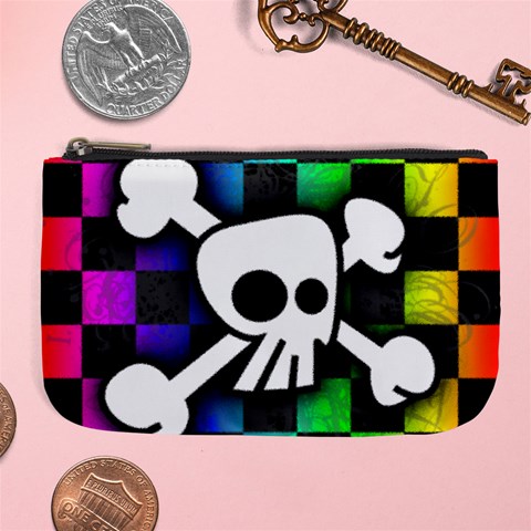 Checker Rainbow Skull Large Coin Purse from ArtsNow.com Front