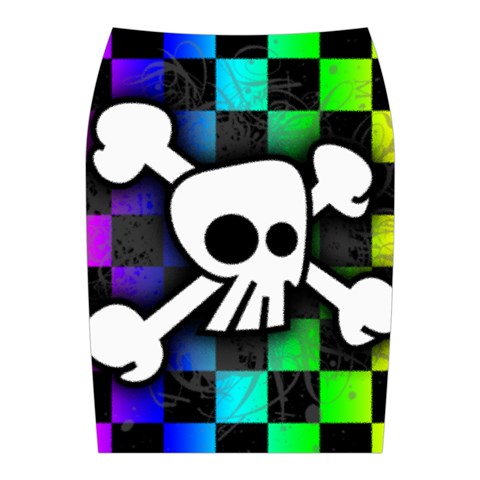 Checker Rainbow Skull Midi Wrap Pencil Skirt from ArtsNow.com Back