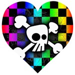 Checker Rainbow Skull Wooden Puzzle Heart