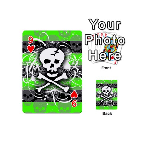 Deathrock Skull Playing Cards 54 Designs (Mini) from ArtsNow.com Front - Heart9