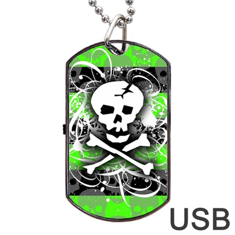 Deathrock Skull Dog Tag USB Flash (Two Sides) from ArtsNow.com Front