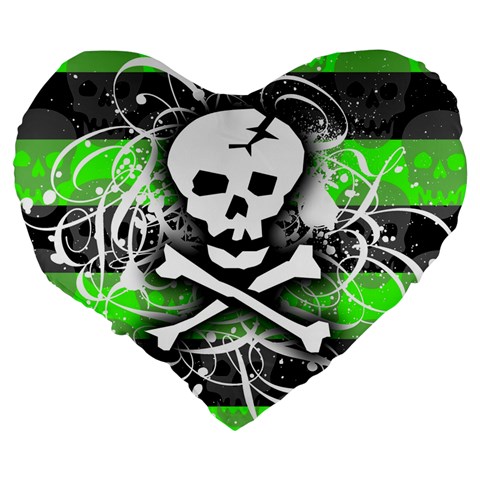 Deathrock Skull Large 19  Premium Flano Heart Shape Cushion from ArtsNow.com Back