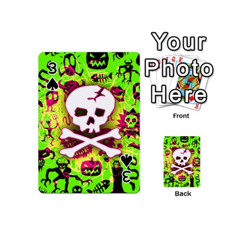 Deathrock Skull & Crossbones Playing Cards 54 Designs (Mini) from ArtsNow.com Front - Spade3