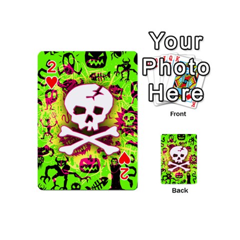 Deathrock Skull & Crossbones Playing Cards 54 Designs (Mini) from ArtsNow.com Front - Heart2