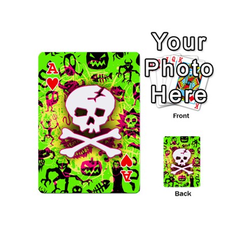 Ace Deathrock Skull & Crossbones Playing Cards 54 Designs (Mini) from ArtsNow.com Front - HeartA