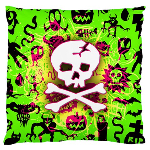 Deathrock Skull & Crossbones Large Flano Cushion Case (Two Sides) from ArtsNow.com Front