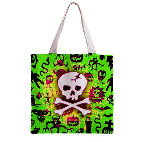 Deathrock Skull & Crossbones Zipper Grocery Tote Bag from ArtsNow.com Back