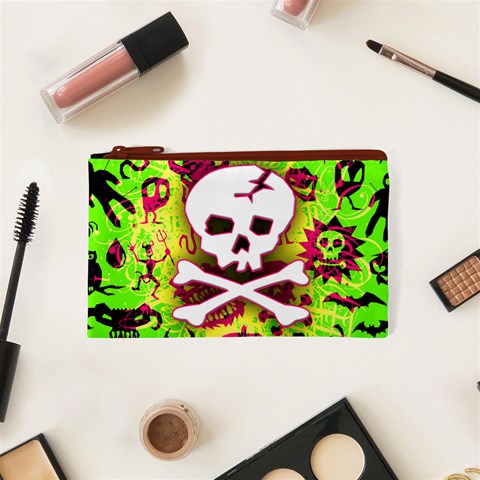 Deathrock Skull & Crossbones Cosmetic Bag (XS) from ArtsNow.com Front