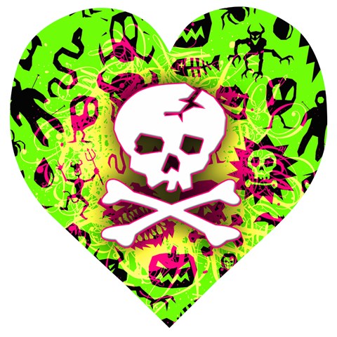 Deathrock Skull & Crossbones Wooden Puzzle Heart from ArtsNow.com Front