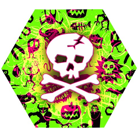 Deathrock Skull & Crossbones Wooden Puzzle Hexagon from ArtsNow.com Front