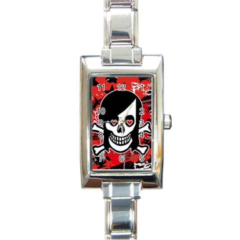 Emo Girl Skull Rectangle Italian Charm Watch from ArtsNow.com Front