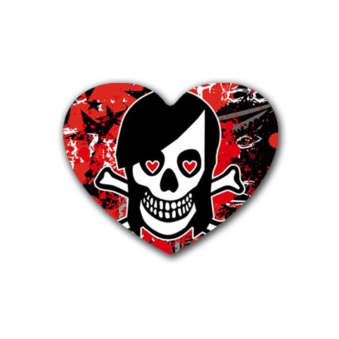 Emo Girl Skull Rubber Heart Coaster (4 pack) from ArtsNow.com Front