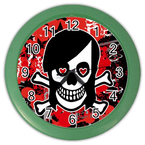 Emo Girl Skull Color Wall Clock from ArtsNow.com Front