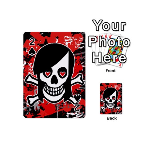 Emo Girl Skull Playing Cards 54 Designs (Mini) from ArtsNow.com Front - Spade2