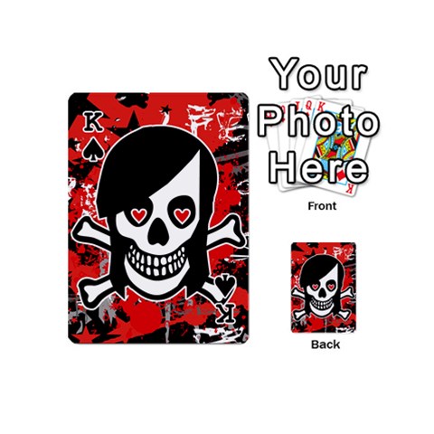 King Emo Girl Skull Playing Cards 54 Designs (Mini) from ArtsNow.com Front - SpadeK