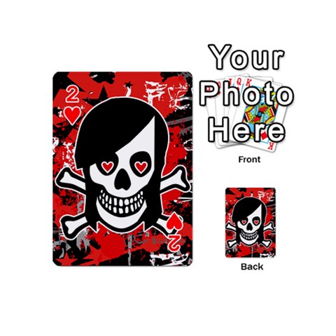 Emo Girl Skull Playing Cards 54 Designs (Mini) from ArtsNow.com Front - Heart2