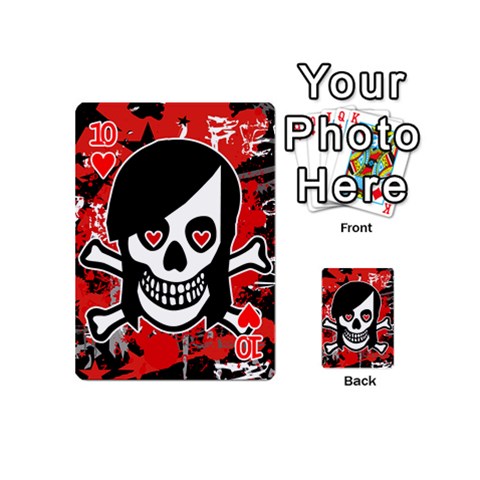 Emo Girl Skull Playing Cards 54 Designs (Mini) from ArtsNow.com Front - Heart10