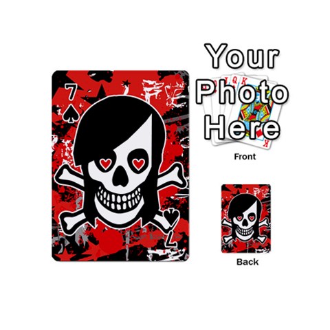 Emo Girl Skull Playing Cards 54 Designs (Mini) from ArtsNow.com Front - Spade7