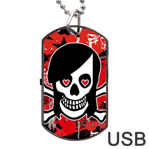 Emo Girl Skull Dog Tag USB Flash (One Side) from ArtsNow.com Front