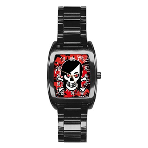 Emo Girl Skull Stainless Steel Barrel Watch from ArtsNow.com Front