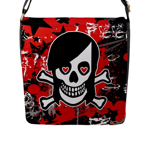 Emo Girl Skull Flap Closure Messenger Bag (L) from ArtsNow.com Front