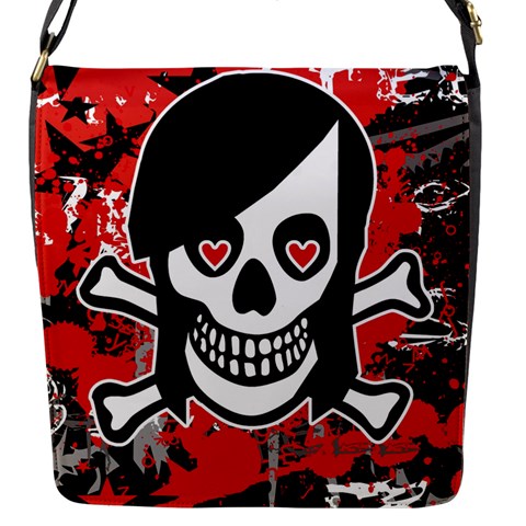 Emo Girl Skull Flap Closure Messenger Bag (S) from ArtsNow.com Front