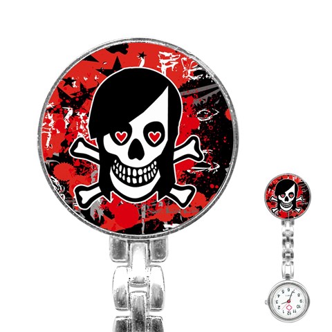 Emo Girl Skull Stainless Steel Nurses Watch from ArtsNow.com Front