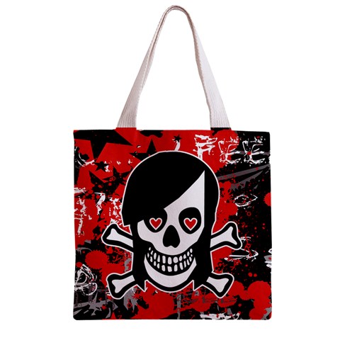 Emo Girl Skull Zipper Grocery Tote Bag from ArtsNow.com Front