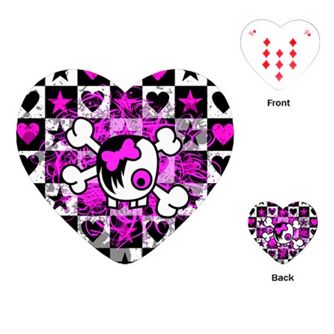 Emo Scene Girl Skull Playing Cards Single Design (Heart) from ArtsNow.com Front