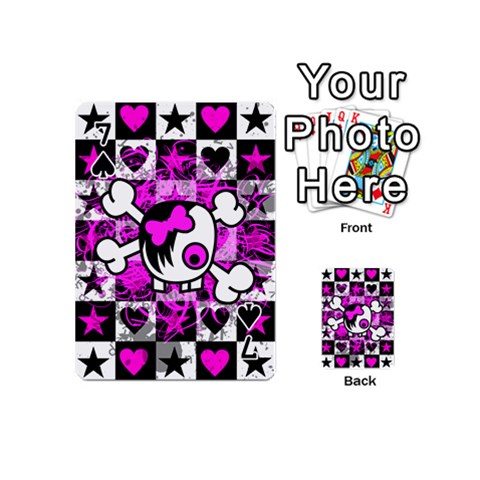 Emo Scene Girl Skull Playing Cards 54 Designs (Mini) from ArtsNow.com Front - Spade7