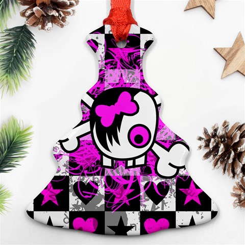 Emo Scene Girl Skull Christmas Tree Ornament (Two Sides) from ArtsNow.com Front