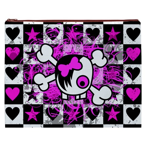 Emo Scene Girl Skull Cosmetic Bag (XXXL) from ArtsNow.com Front