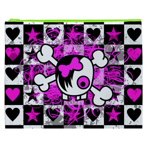 Emo Scene Girl Skull Cosmetic Bag (XXXL) from ArtsNow.com Front