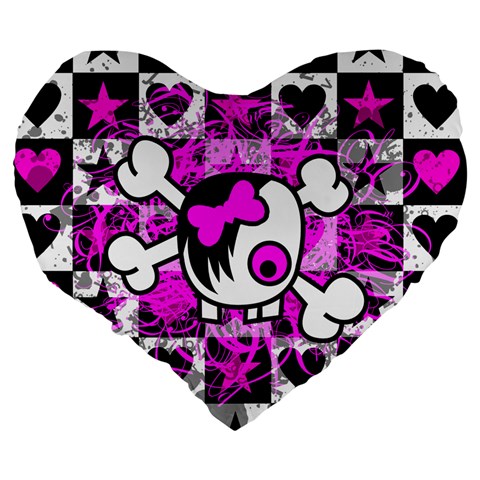 Emo Scene Girl Skull Large 19  Premium Heart Shape Cushion from ArtsNow.com Back