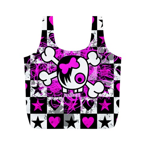 Emo Scene Girl Skull Full Print Recycle Bag (M) from ArtsNow.com Front