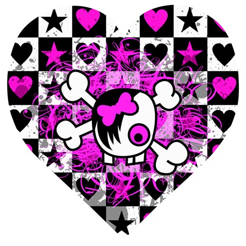 Emo Scene Girl Skull Wooden Puzzle Heart from ArtsNow.com Front