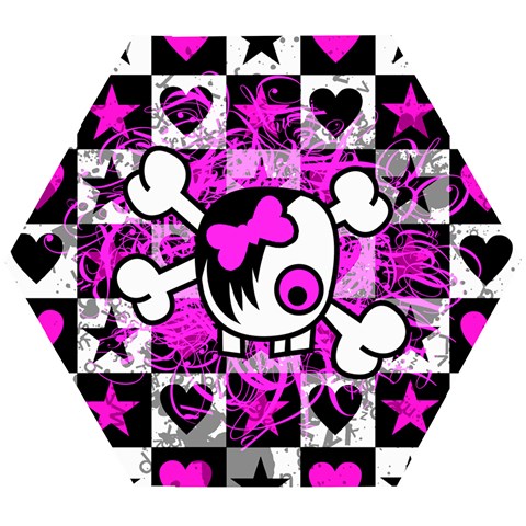 Emo Scene Girl Skull Wooden Puzzle Hexagon from ArtsNow.com Front