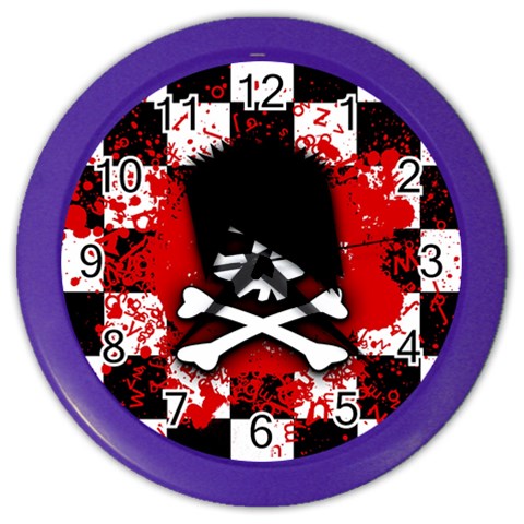 Emo Skull Color Wall Clock from ArtsNow.com Front