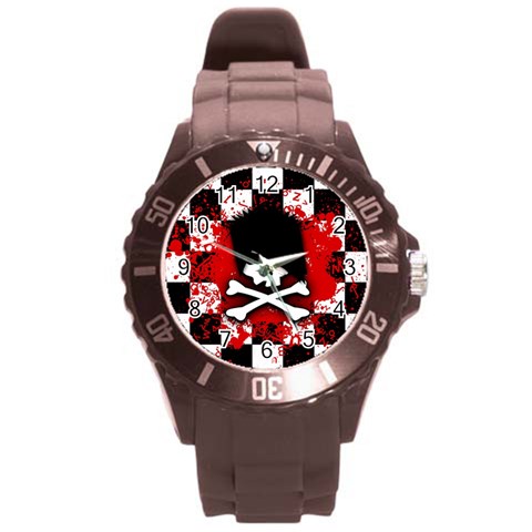 Emo Skull Round Plastic Sport Watch (L) from ArtsNow.com Front