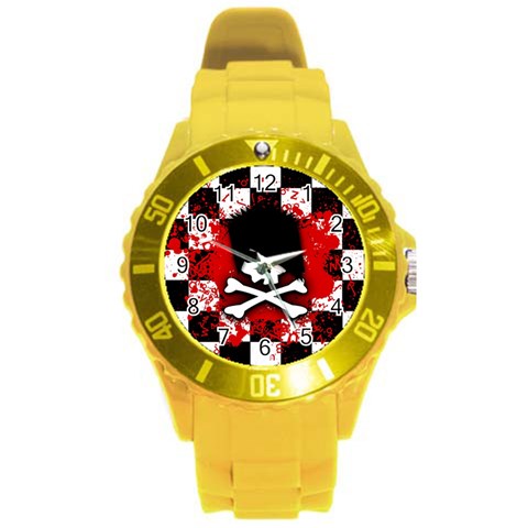 Emo Skull Round Plastic Sport Watch (L) from ArtsNow.com Front