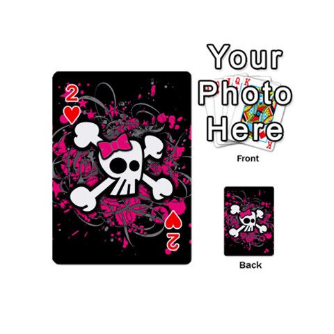 Girly Skull & Crossbones Playing Cards 54 Designs (Mini) from ArtsNow.com Front - Heart2