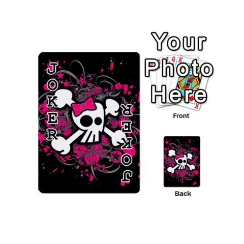 Girly Skull & Crossbones Playing Cards 54 Designs (Mini) from ArtsNow.com Front - Joker1