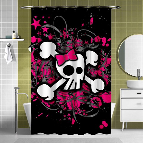 Girly Skull & Crossbones Shower Curtain 48  x 72  (Small) from ArtsNow.com Curtain(48  X 72 ) - 42.18 x64.8  Curtain(48  X 72 )